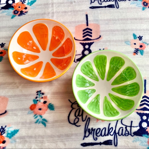 Other - 🍊 Orange & Lime Decorated Bowls 🍊